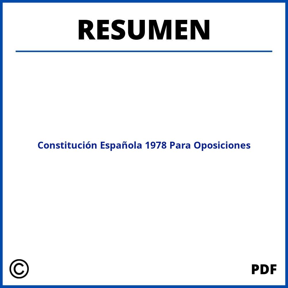 Resumen Constitución Española 1978 Para Oposiciones Pdf