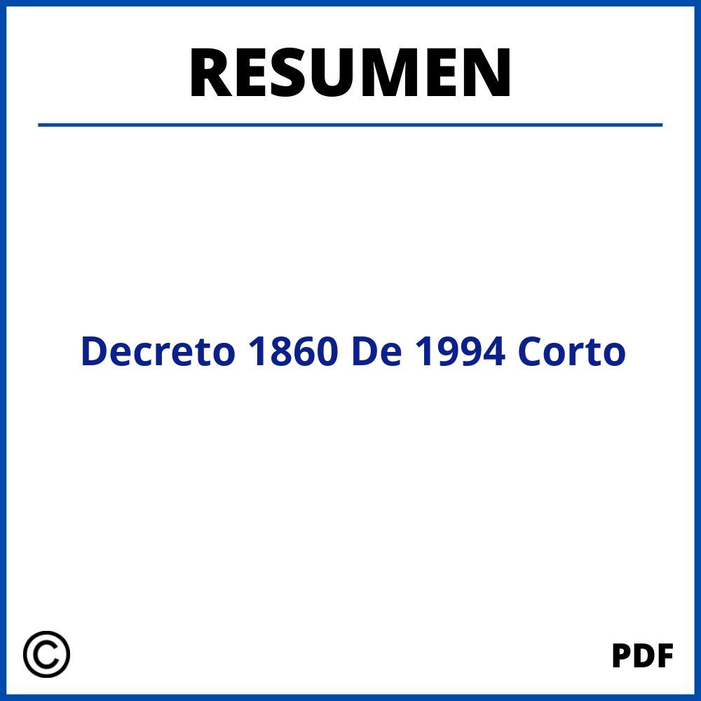 Decreto 1860 De 1994 Resumen Corto