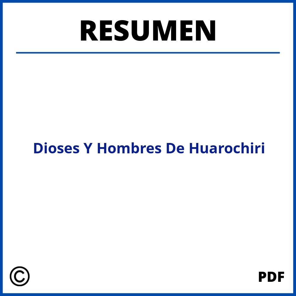 Dioses Y Hombres De Huarochiri Resumen