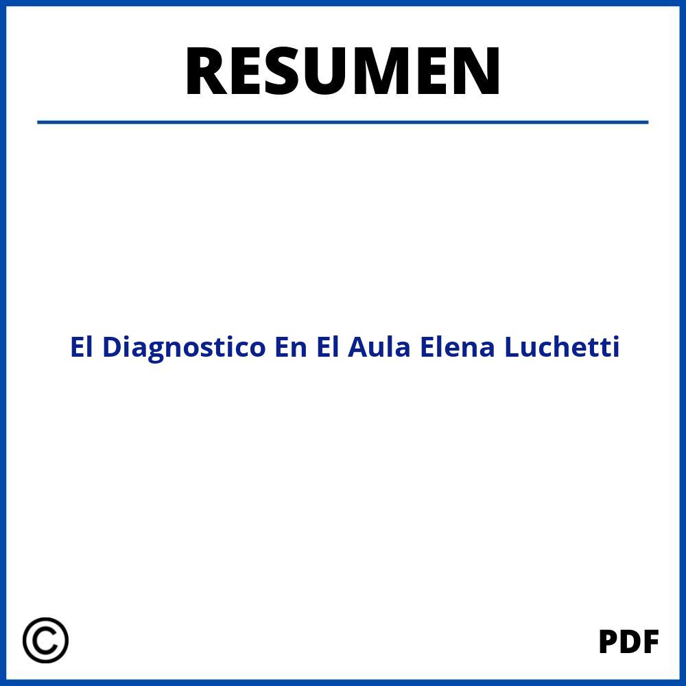 El Diagnostico En El Aula Elena Luchetti Resumen