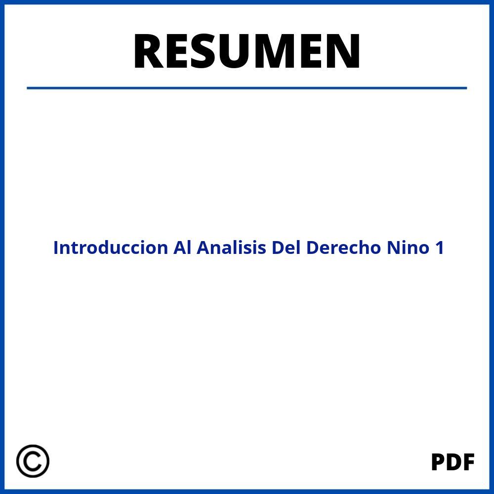 Introduccion Al Analisis Del Derecho Nino Capitulo 1 Resumen