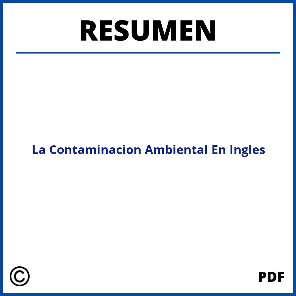 Resumen De La Contaminacion Ambiental En Ingles