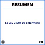 Resumen De La Ley 24004 De Enfermeria