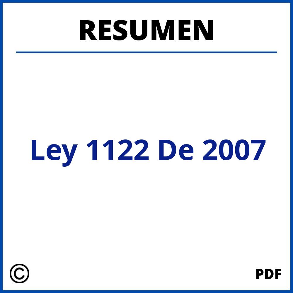 Resumen Ley 1122 De 2007