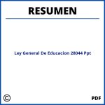 Ley General De Educacion 28044 Resumen Ppt