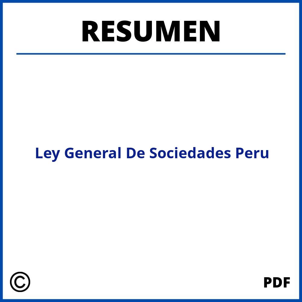 Ley General De Sociedades Peru Resumen
