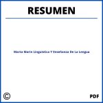 Marta Marin Linguistica Y Enseñanza De La Lengua Resumen
