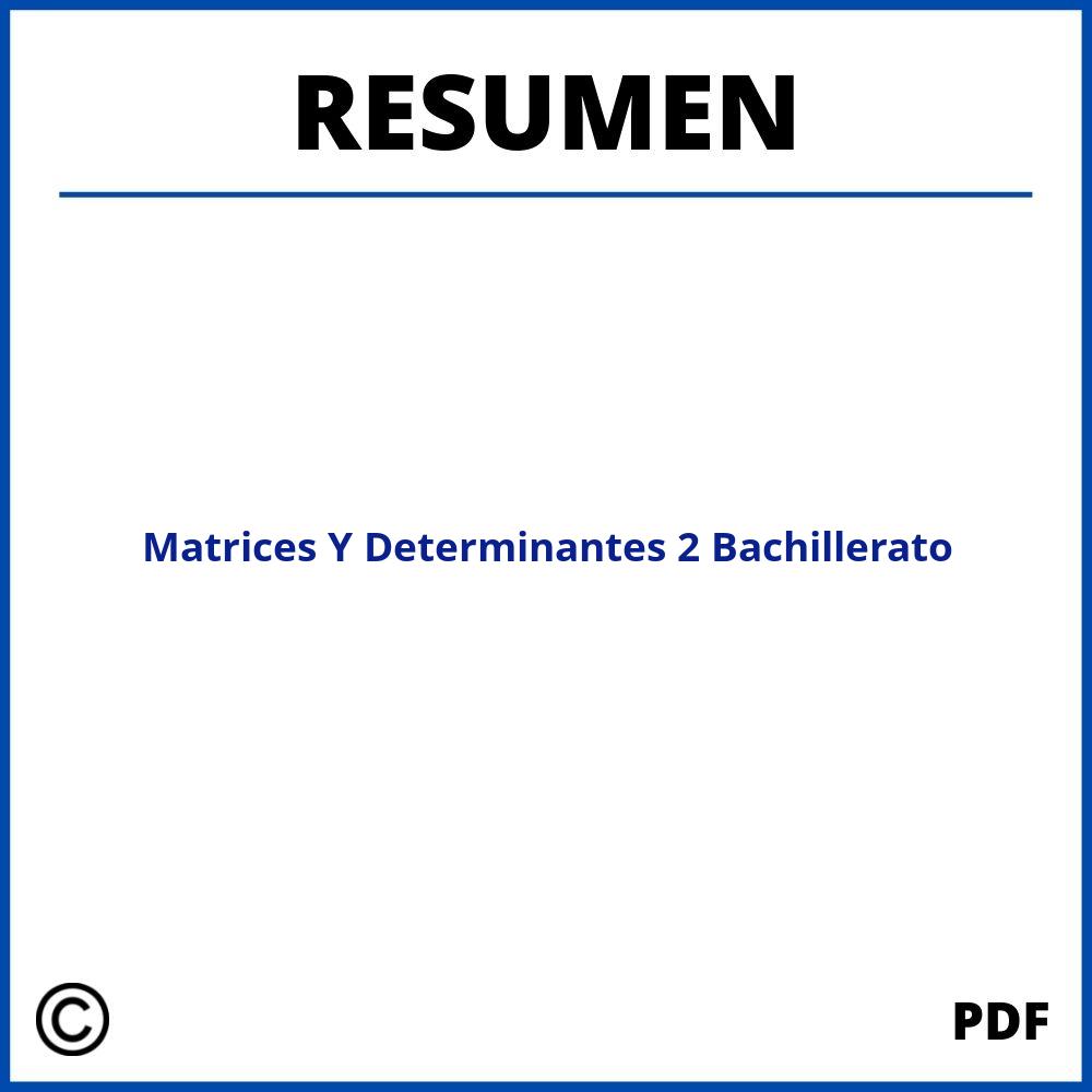 Resumen Matrices Y Determinantes 2 Bachillerato Pdf