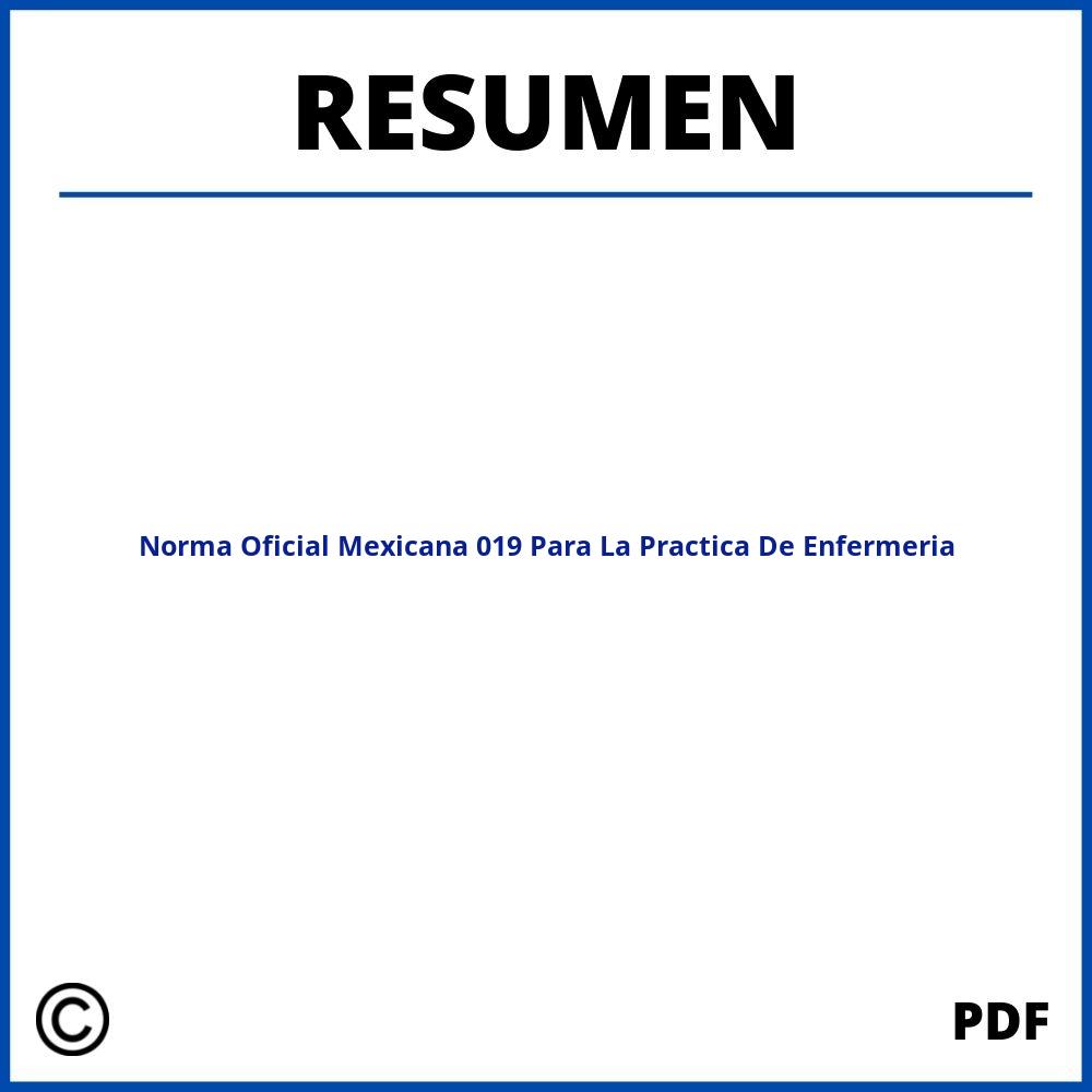 Norma Oficial Mexicana 019 Para La Practica De Enfermeria Resumen
