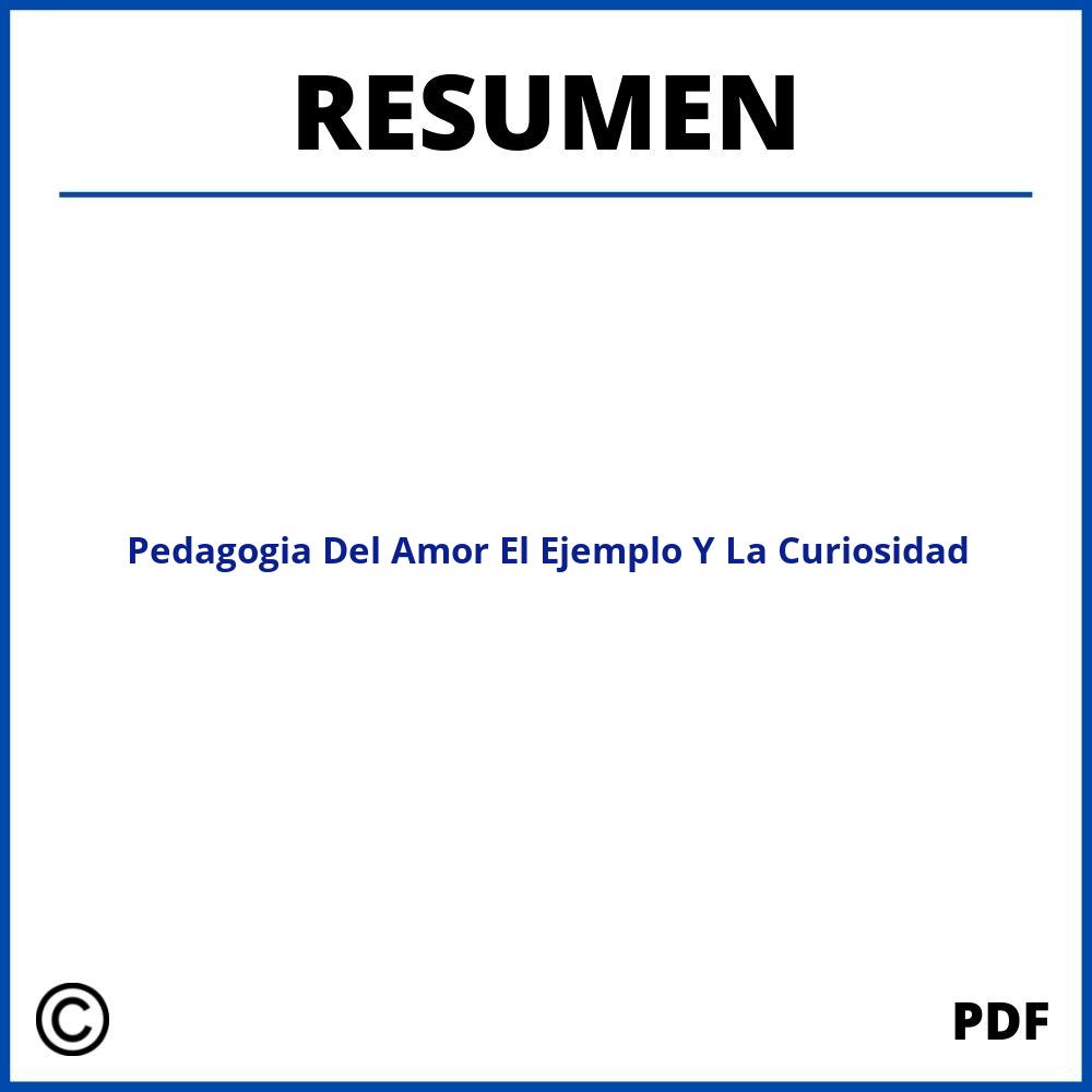 Pedagogia Del Amor El Ejemplo Y La Curiosidad Resumen