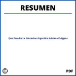 Que Paso En La Educacion Argentina Adriana Puiggros Resumen Por Capitulos
