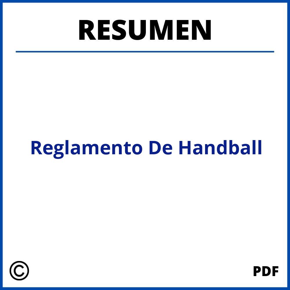 Resumen Del Reglamento De Handball