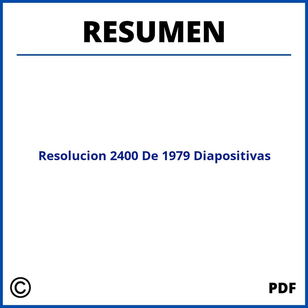 Resolucion 2400 De 1979 Resumen Diapositivas