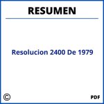 Resolucion 2400 De 1979 Resumen Por Capitulos