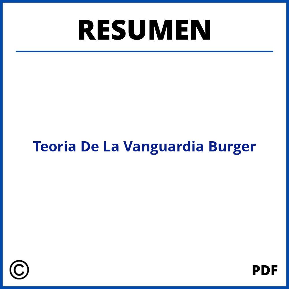 Teoria De La Vanguardia Burger Resumen