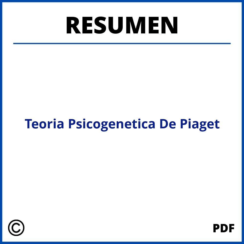 Teoria Psicogenetica De Piaget Resumen